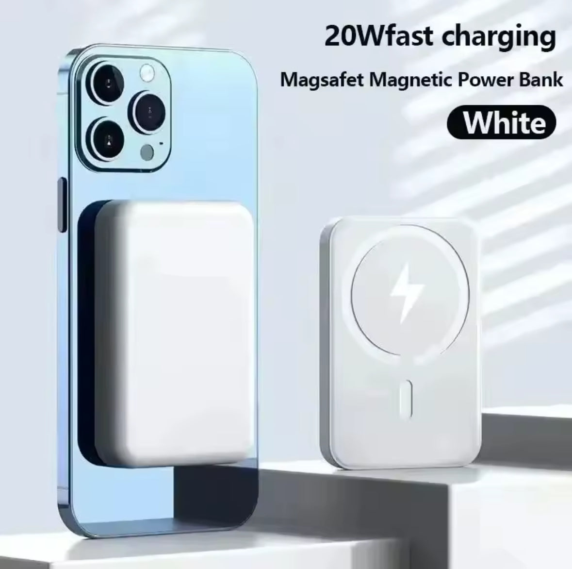 Banque d'alimentation magnétique sans fil, charge rapide, batterie externe, type C